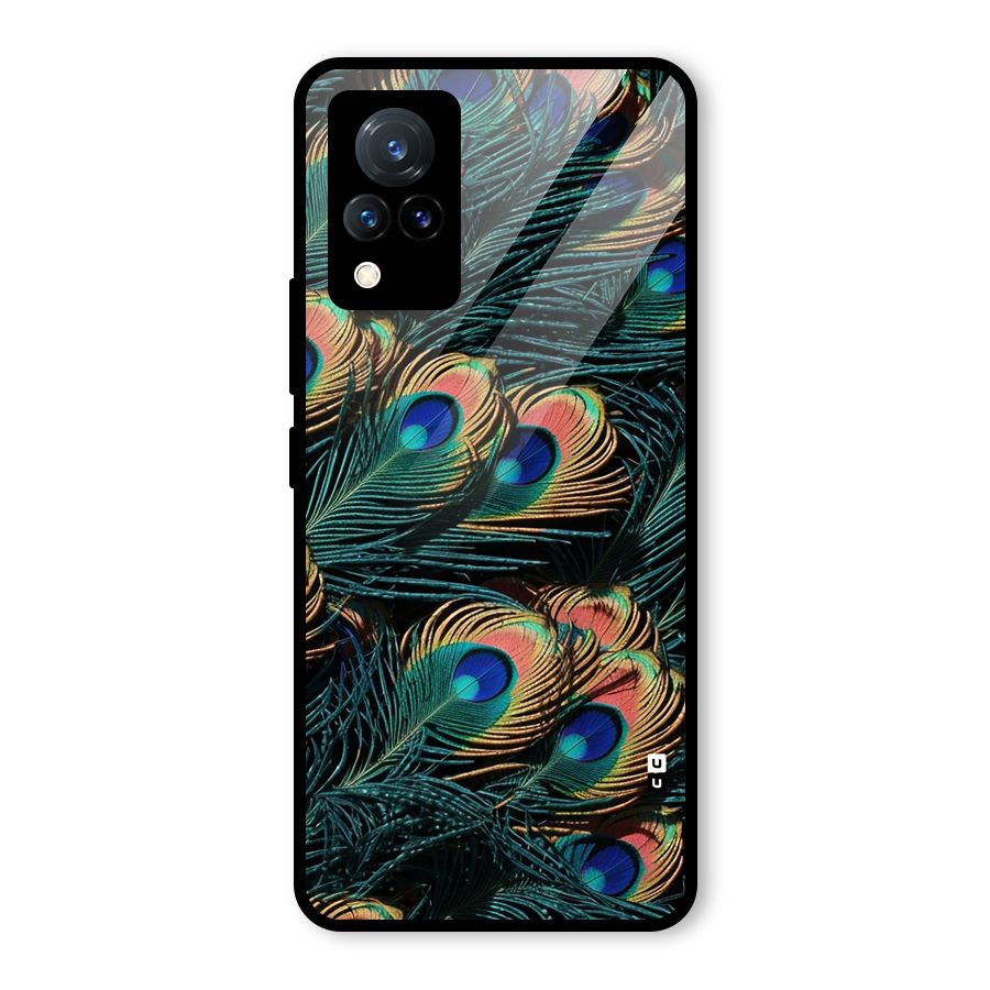 Peacock Feather Art Glass Back Case for Vivo V21 5G