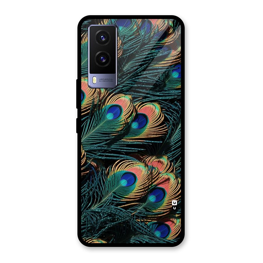 Peacock Feather Art Glass Back Case for Vivo V21e 5G