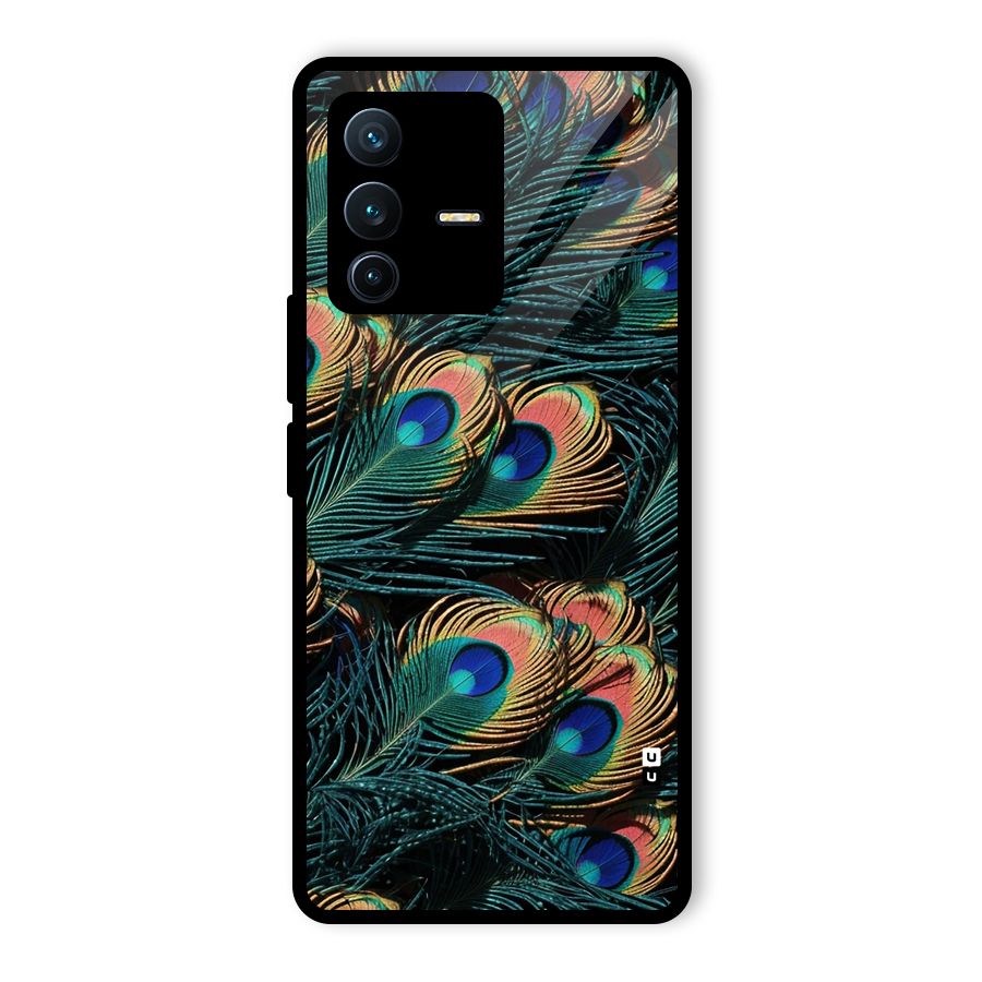 Peacock Feather Art Glass Back Case for Vivo V23 Pro