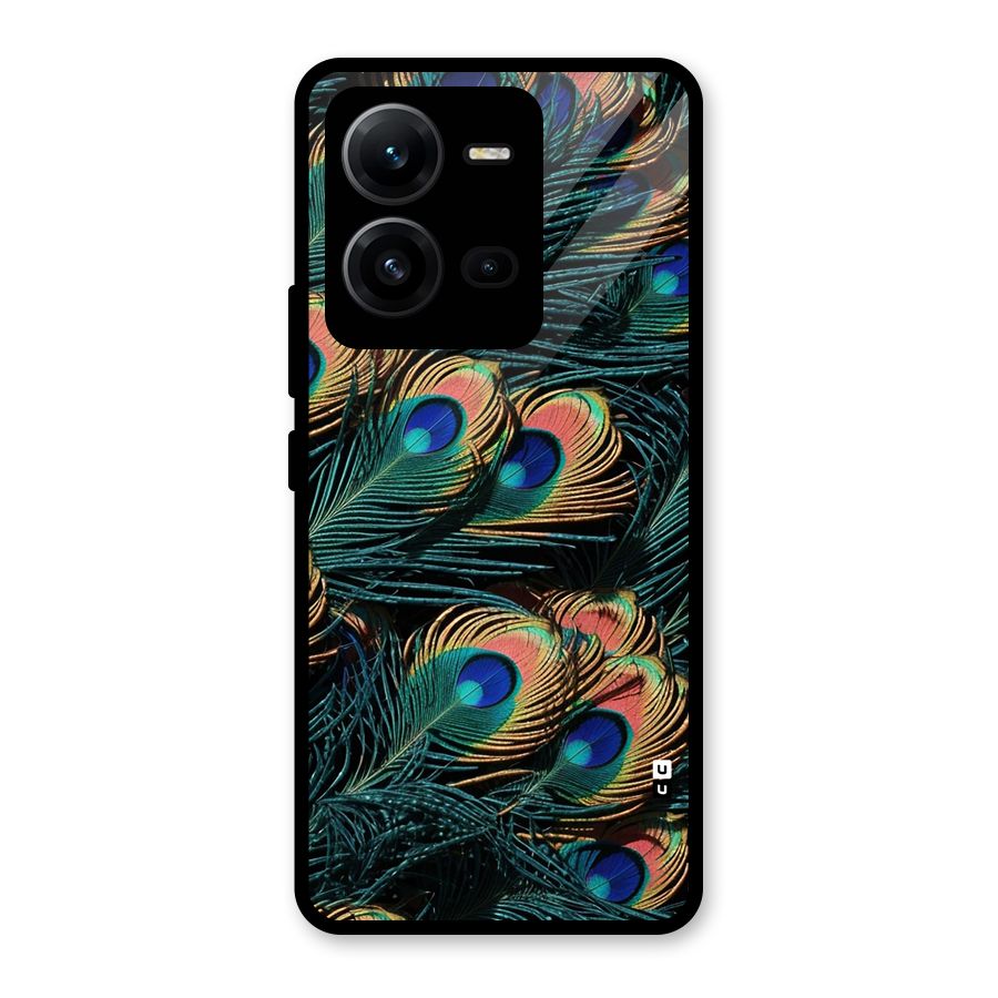 Peacock Feather Art Glass Back Case for Vivo V25