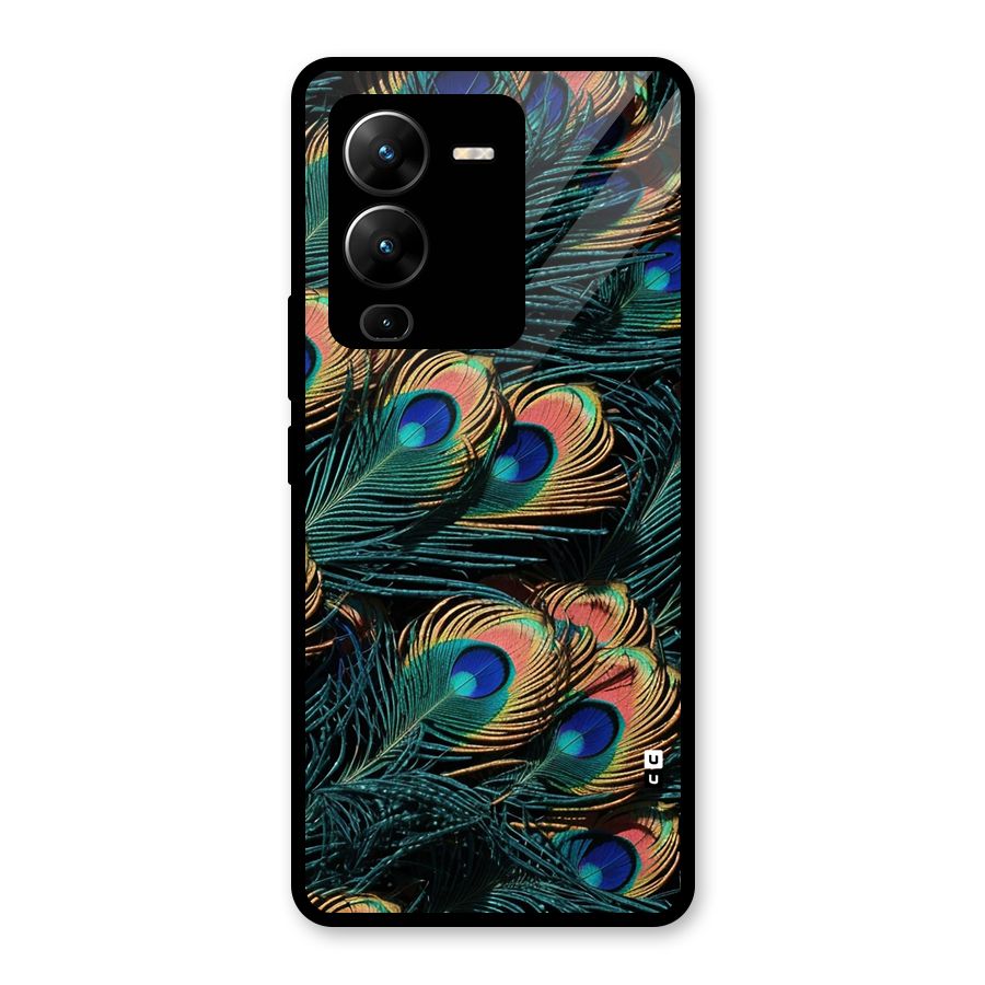 Peacock Feather Art Glass Back Case for Vivo V25 Pro