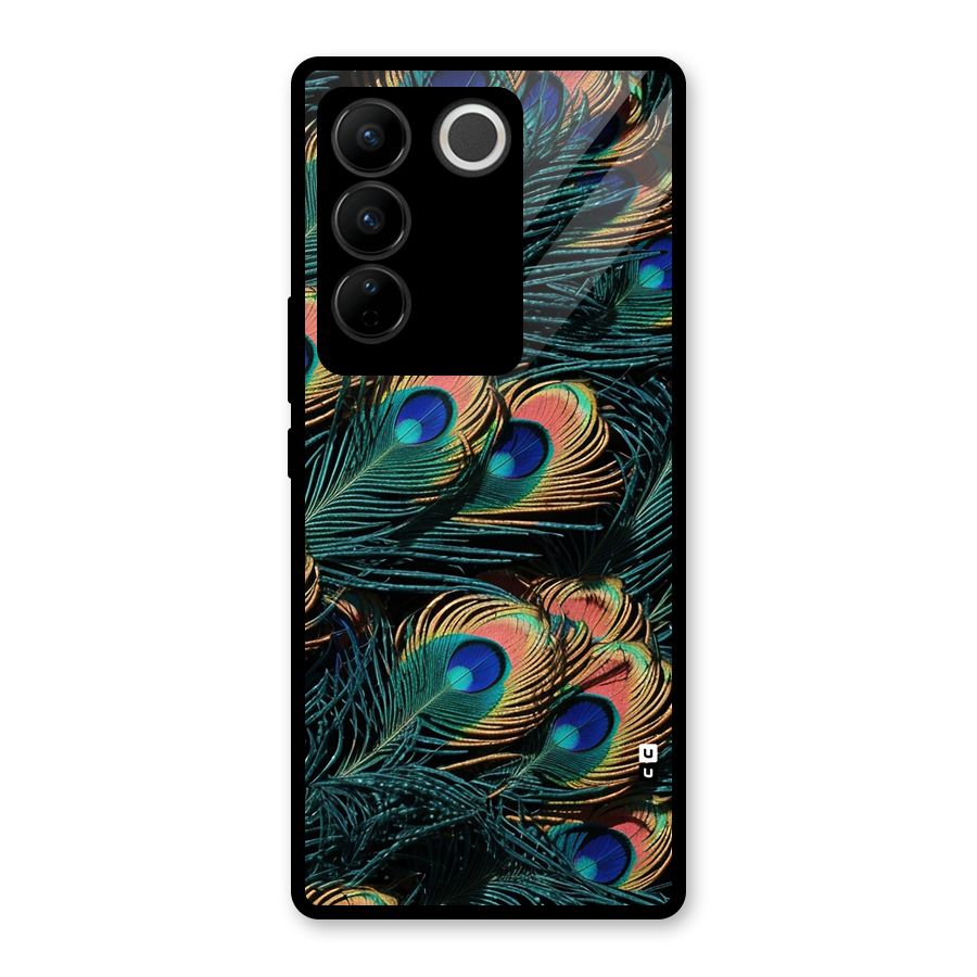 Peacock Feather Art Glass Back Case for Vivo V27 Pro