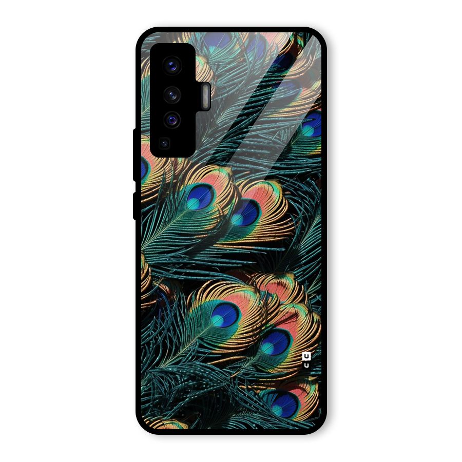 Peacock Feather Art Glass Back Case for Vivo X50