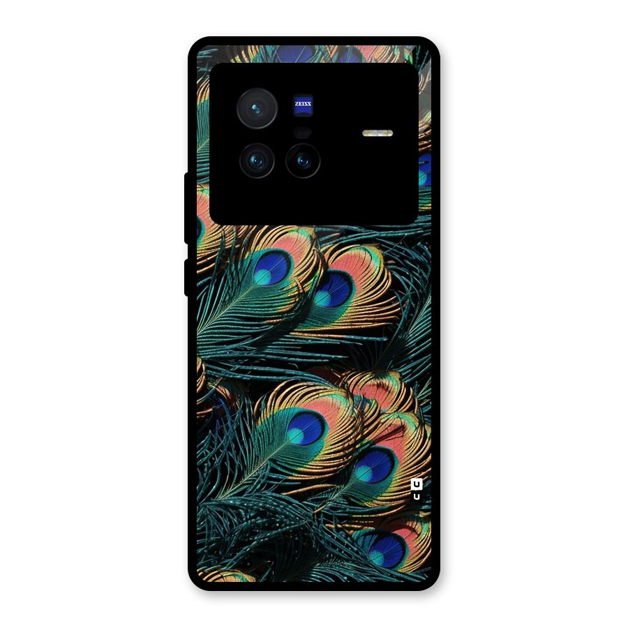 Peacock Feather Art Glass Back Case for Vivo X80