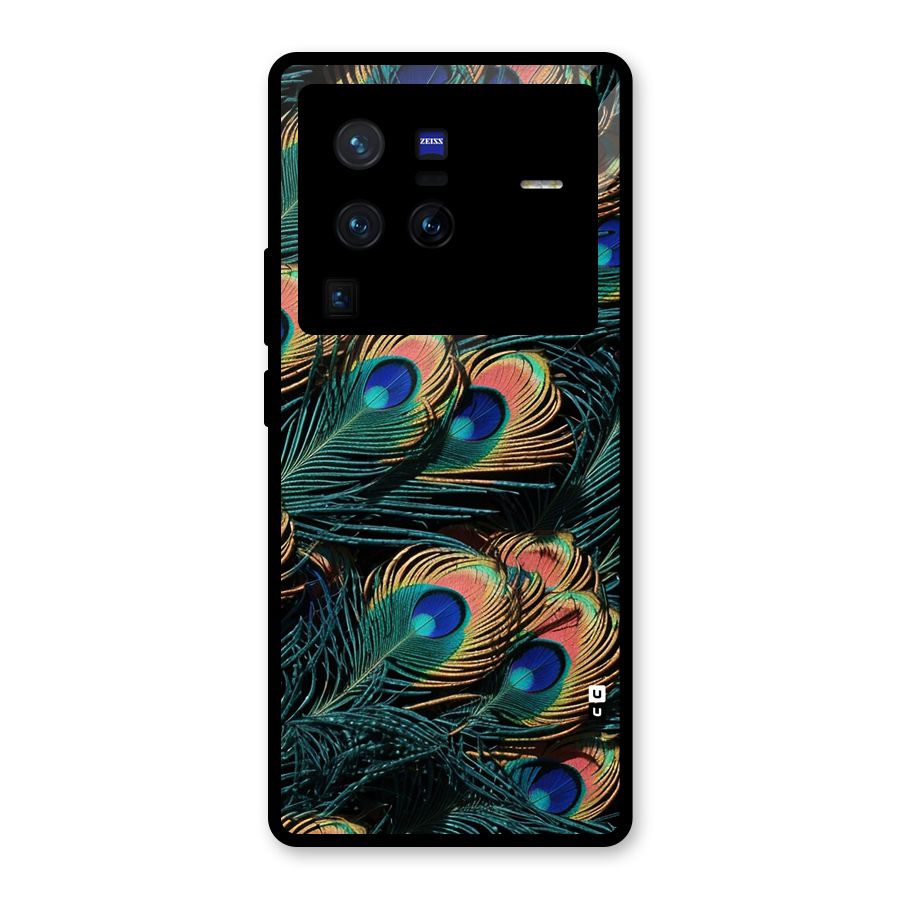 Peacock Feather Art Glass Back Case for Vivo X80 Pro