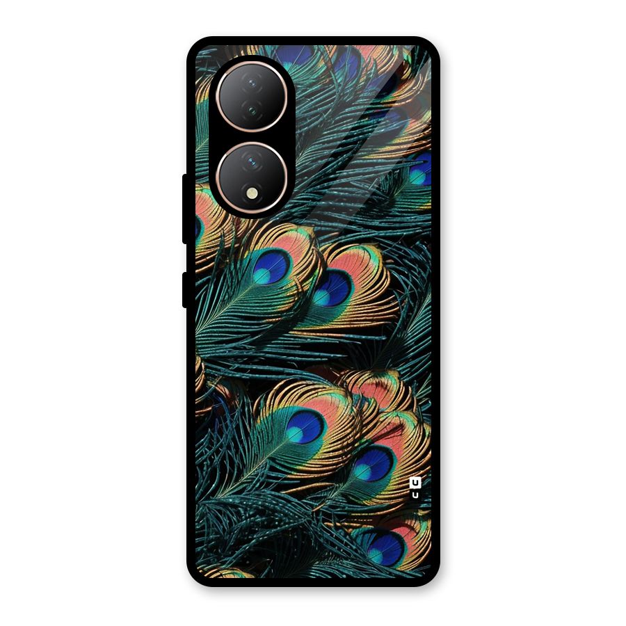 Peacock Feather Art Glass Back Case for Vivo Y100A