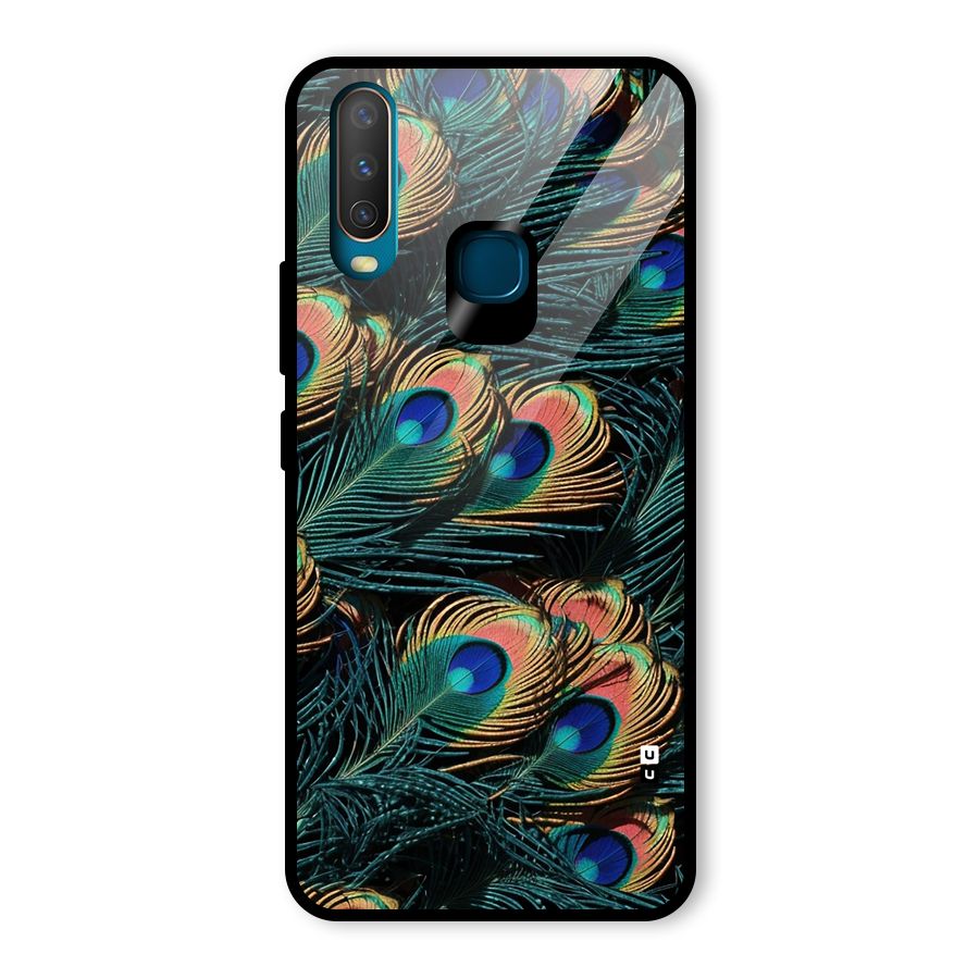Peacock Feather Art Glass Back Case for Vivo Y12