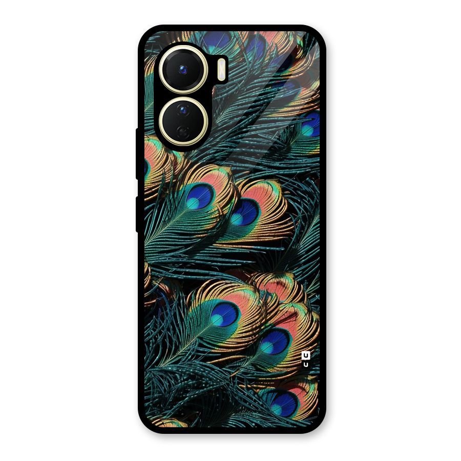 Peacock Feather Art Glass Back Case for Vivo Y16