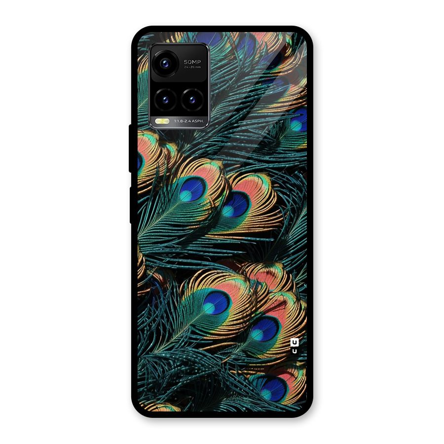 Peacock Feather Art Glass Back Case for Vivo Y21A