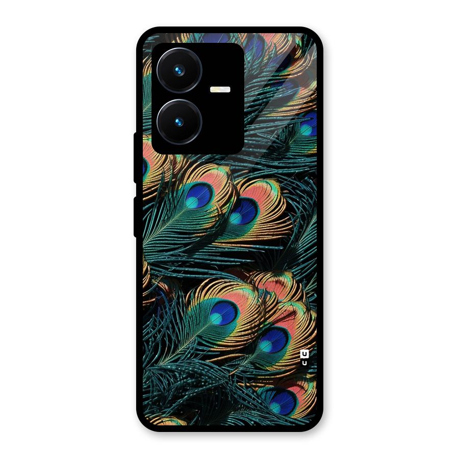 Peacock Feather Art Glass Back Case for Vivo Y22