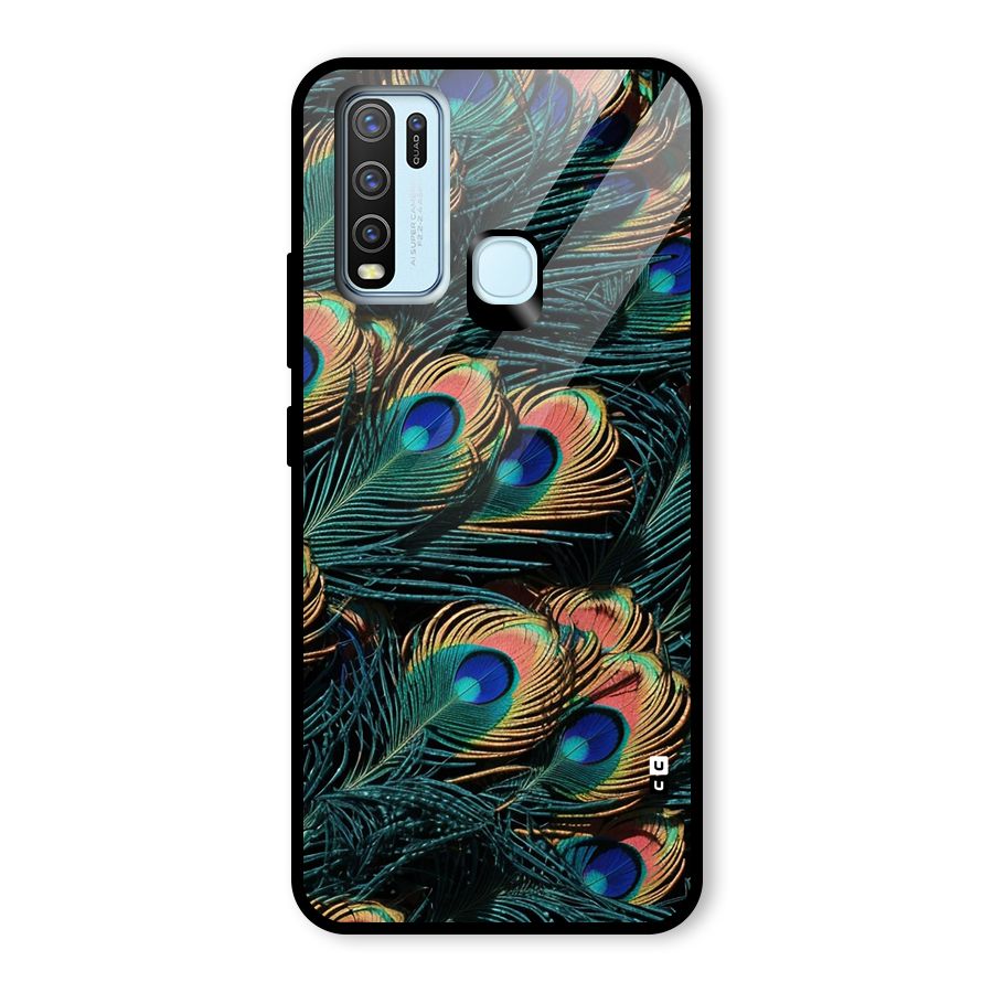 Peacock Feather Art Glass Back Case for Vivo Y30
