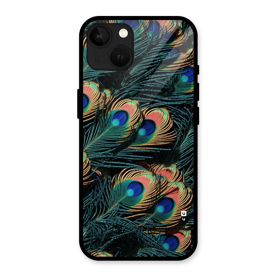 Peacock Feather Art Glass Back Case for iPhone 13