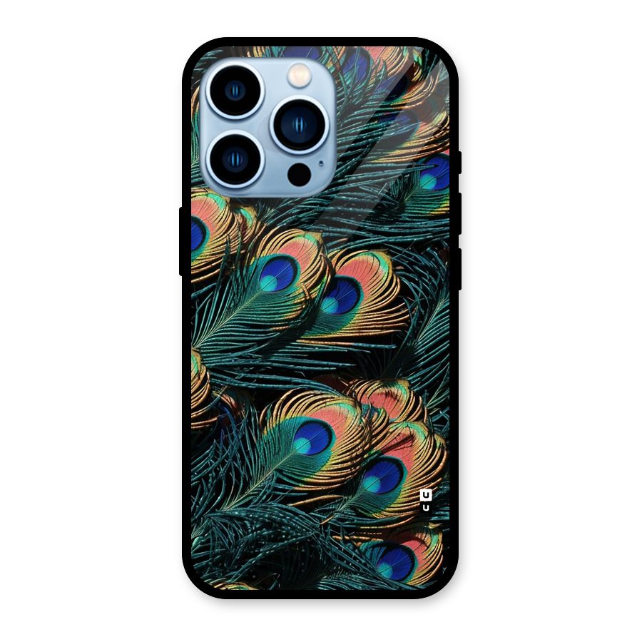 Peacock Feather Art Glass Back Case for iPhone 13 Pro