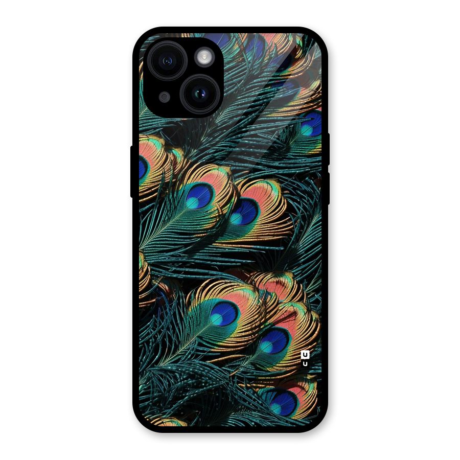 Peacock Feather Art Glass Back Case for iPhone 14
