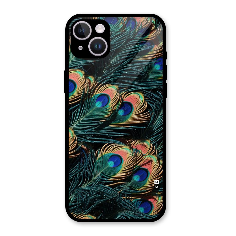 Peacock Feather Art Glass Back Case for iPhone 14 Plus