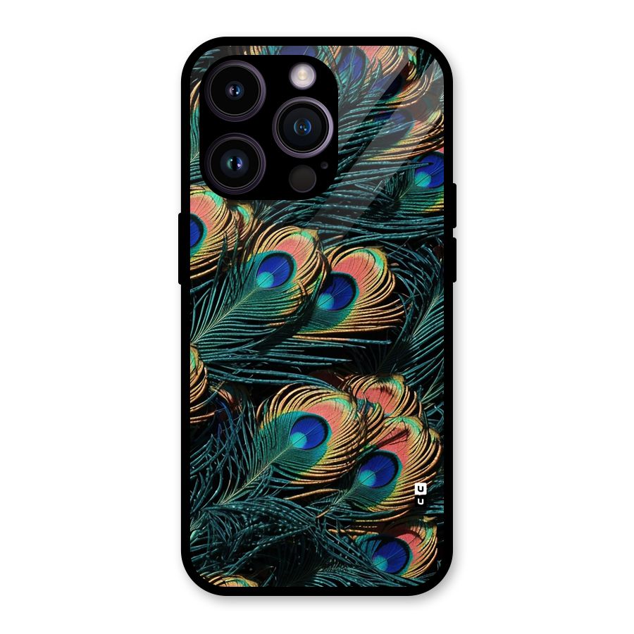 Peacock Feather Art Glass Back Case for iPhone 14 Pro