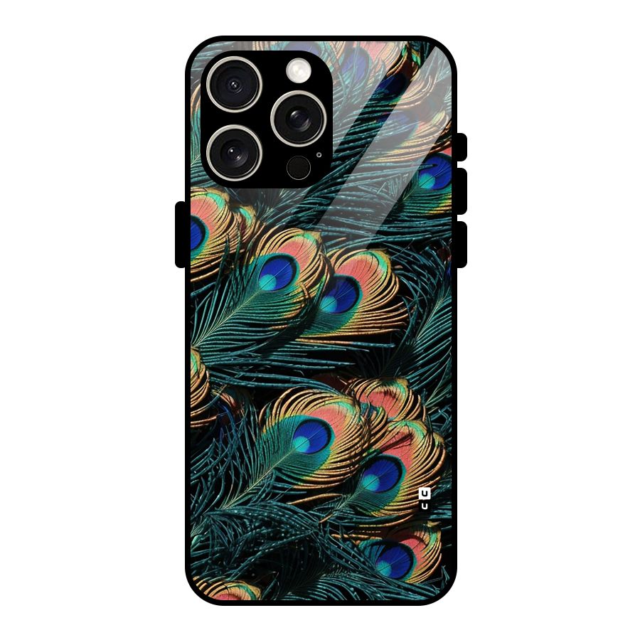 Peacock Feather Art Glass Back Case for iPhone 15 Pro Max