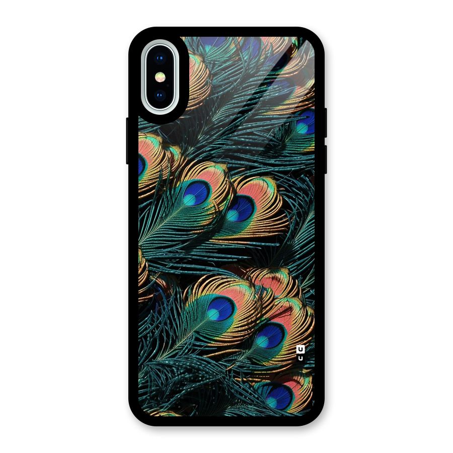 Peacock Feather Art Glass Back Case for iPhone XS