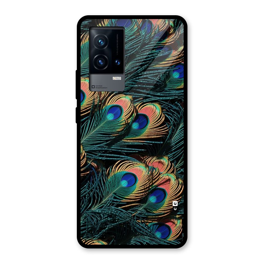 Peacock Feather Art Glass Back Case for iQOO 9 5G