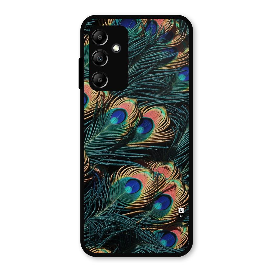 Peacock Feather Art Metal Back Case for Galaxy A14 5G
