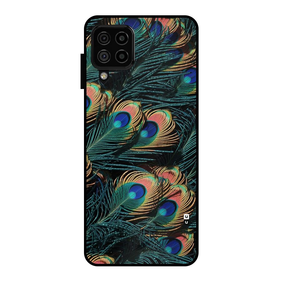 Peacock Feather Art Metal Back Case for Galaxy A22 4G