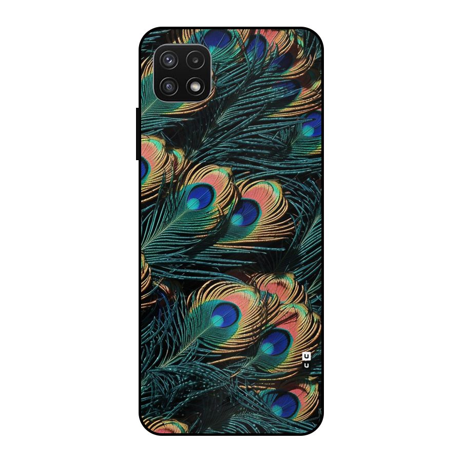 Peacock Feather Art Metal Back Case for Galaxy A22 5G