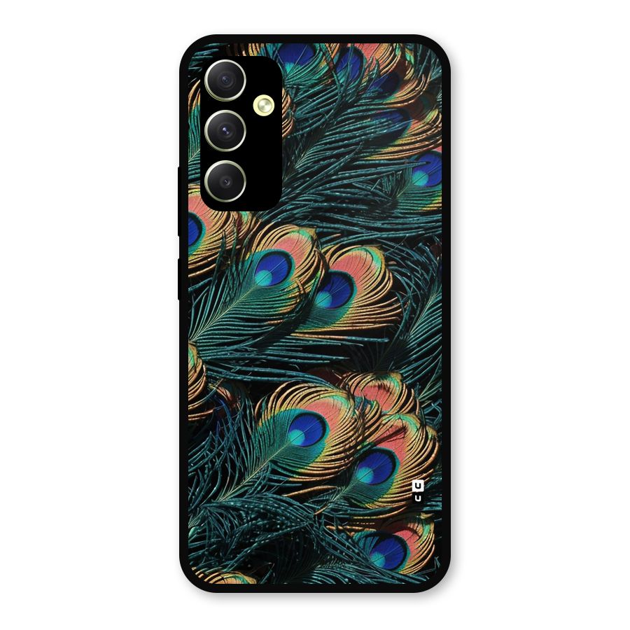 Peacock Feather Art Metal Back Case for Galaxy A34