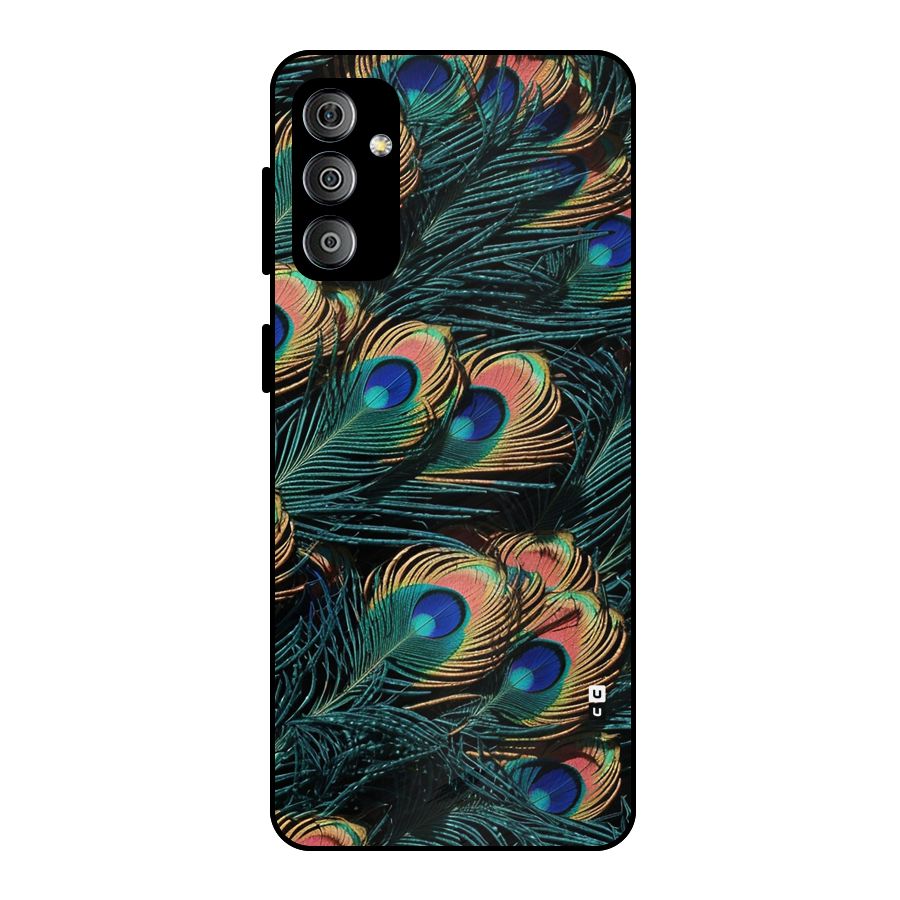 Peacock Feather Art Metal Back Case for Galaxy F23