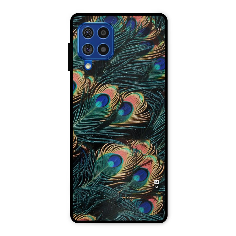 Peacock Feather Art Metal Back Case for Galaxy F62