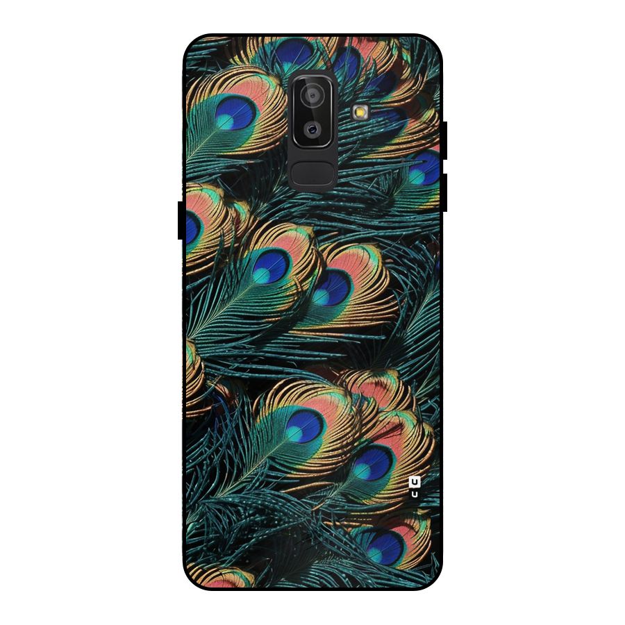Peacock Feather Art Metal Back Case for Galaxy J8