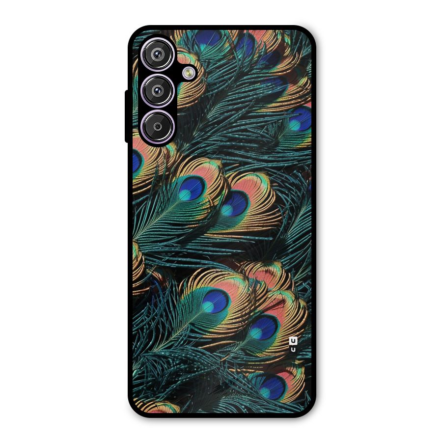 Peacock Feather Art Metal Back Case for Galaxy M15