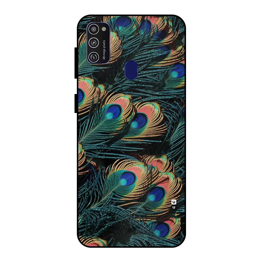 Peacock Feather Art Metal Back Case for Galaxy M21