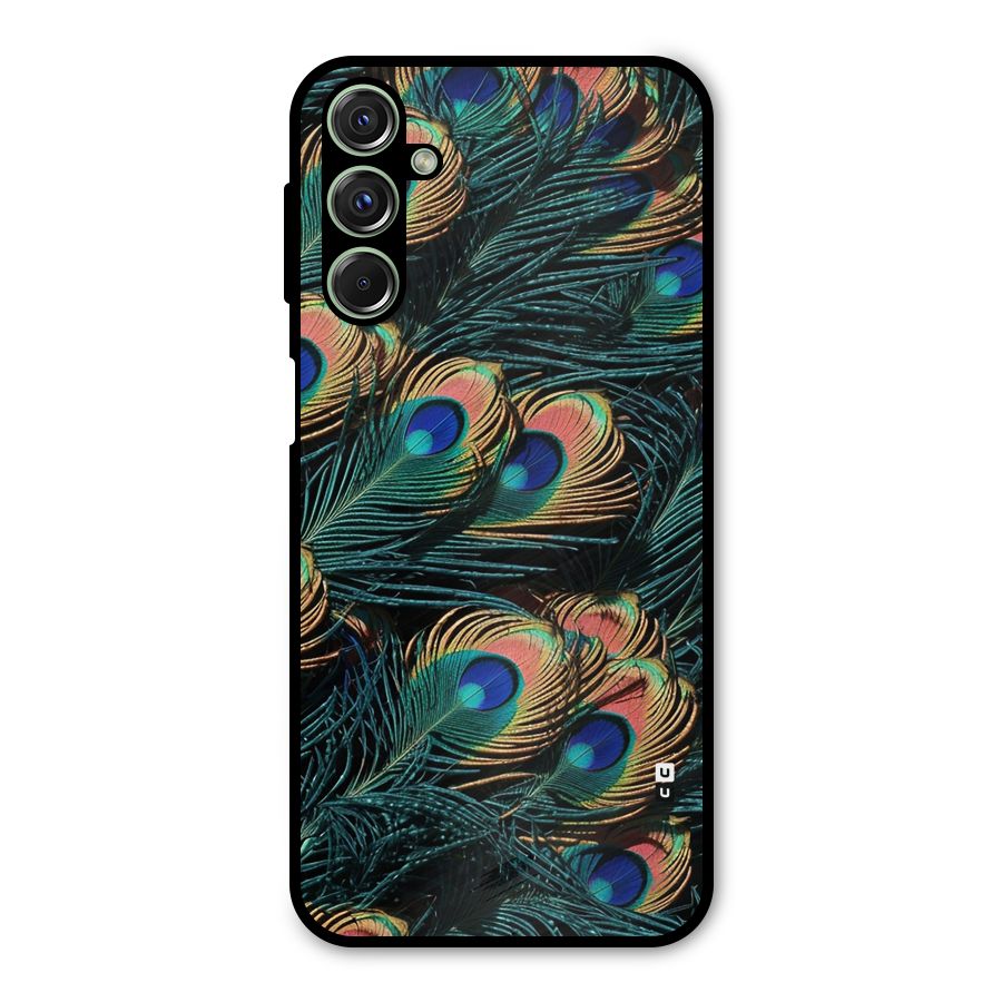 Peacock Feather Art Metal Back Case for Galaxy M34
