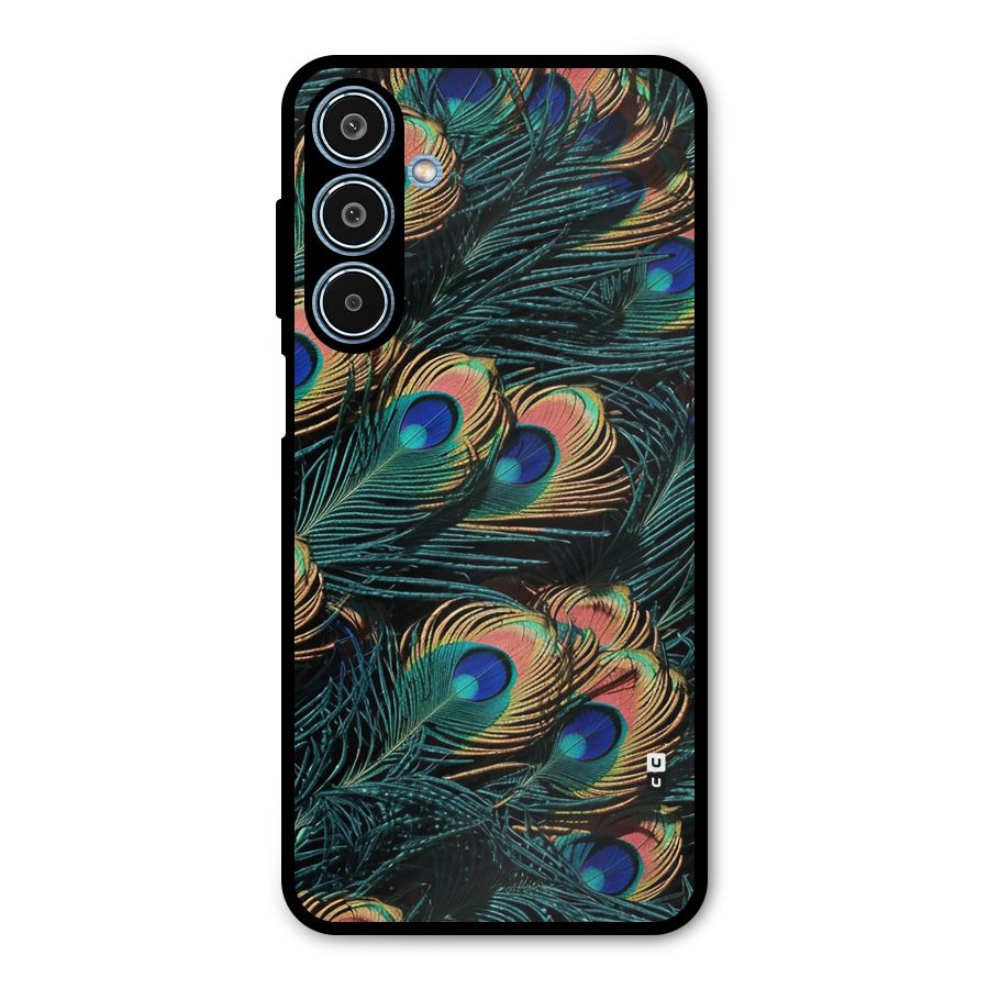 Peacock Feather Art Metal Back Case for Galaxy M35