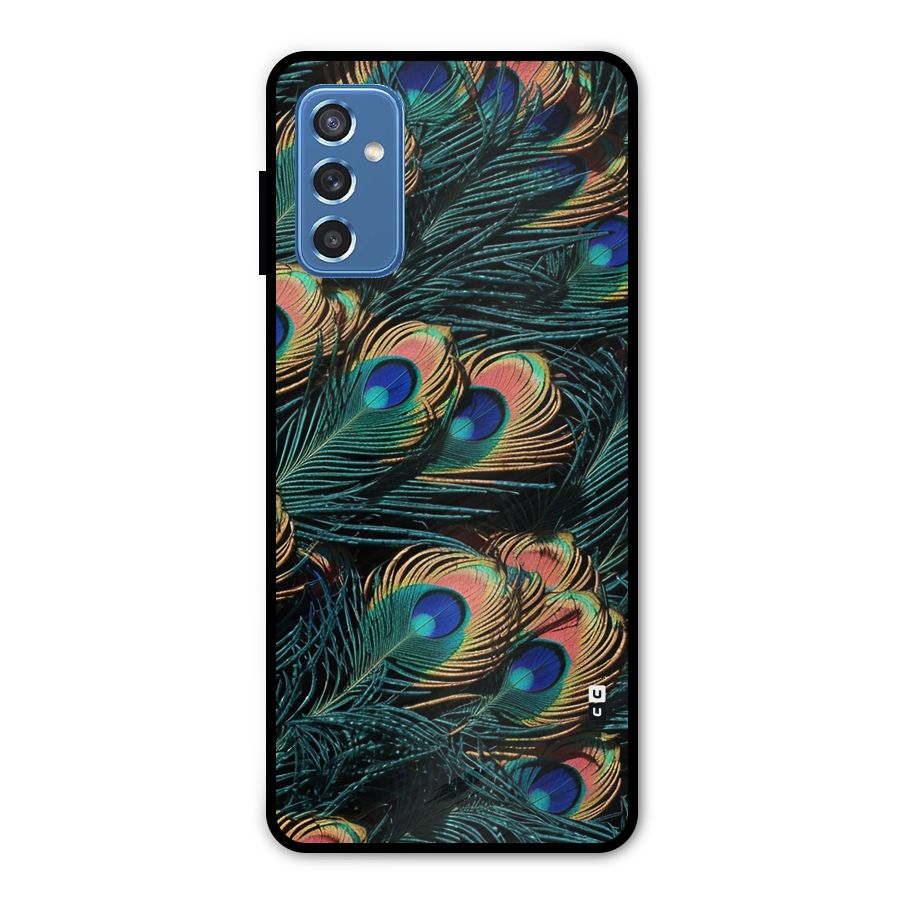 Peacock Feather Art Metal Back Case for Galaxy M52 5G