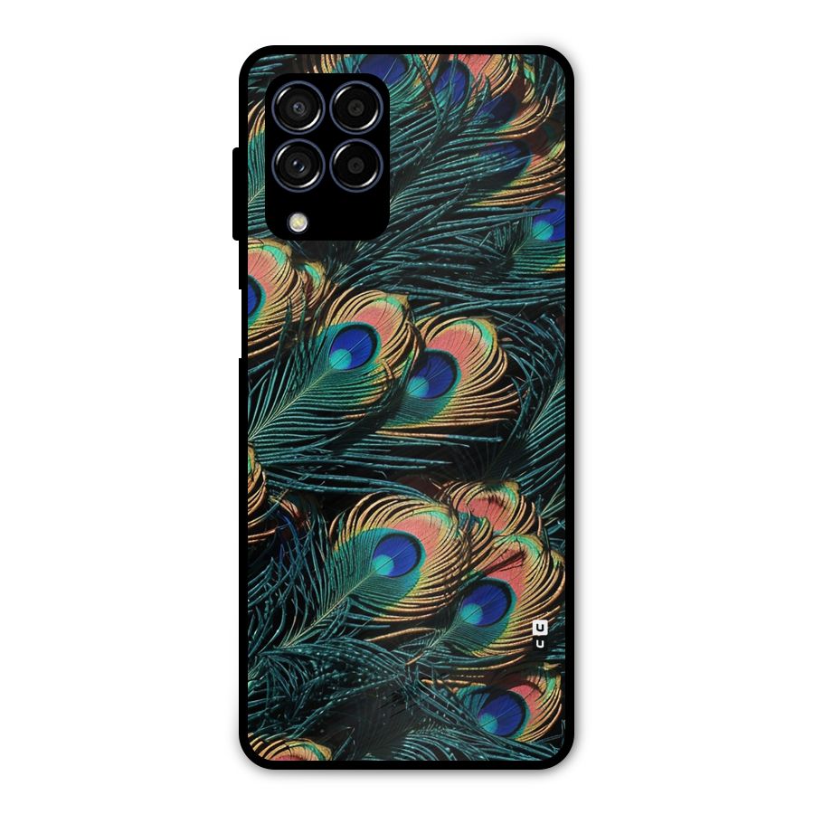 Peacock Feather Art Metal Back Case for Galaxy M53 5G