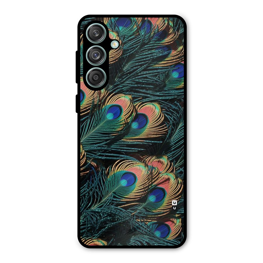 Peacock Feather Art Metal Back Case for Galaxy M55 5G
