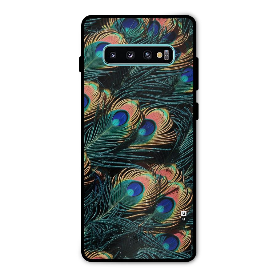 Peacock Feather Art Metal Back Case for Galaxy S10 Plus