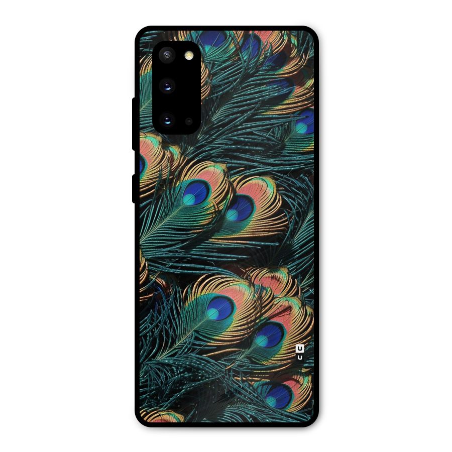 Peacock Feather Art Metal Back Case for Galaxy S20