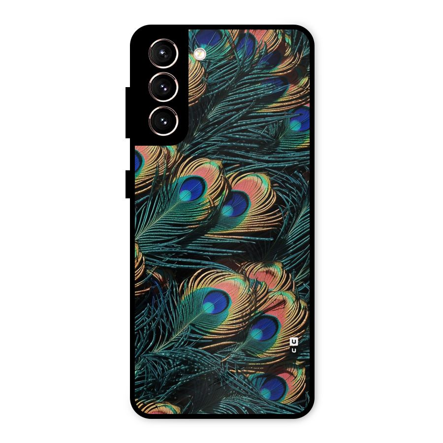 Peacock Feather Art Metal Back Case for Galaxy S21 5G