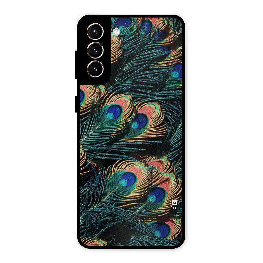 Peacock Feather Art Metal Back Case for Galaxy S21 Plus