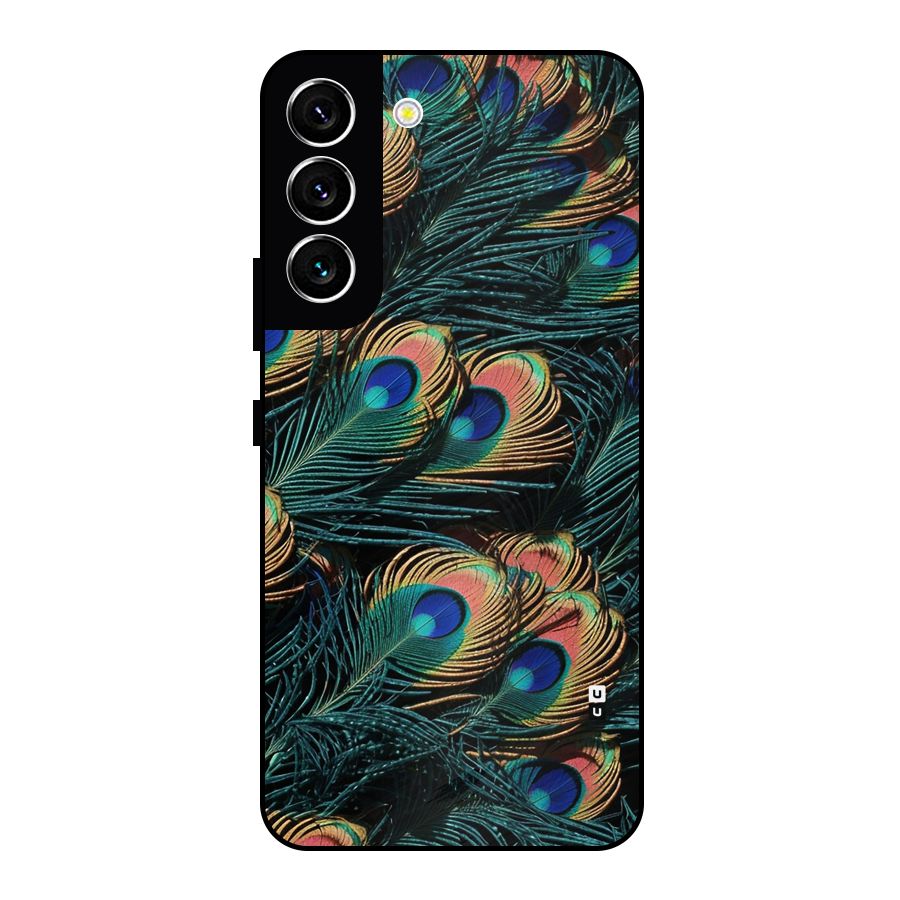 Peacock Feather Art Metal Back Case for Galaxy S22 5G
