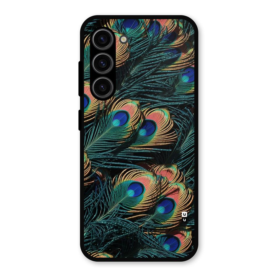 Peacock Feather Art Metal Back Case for Galaxy S23