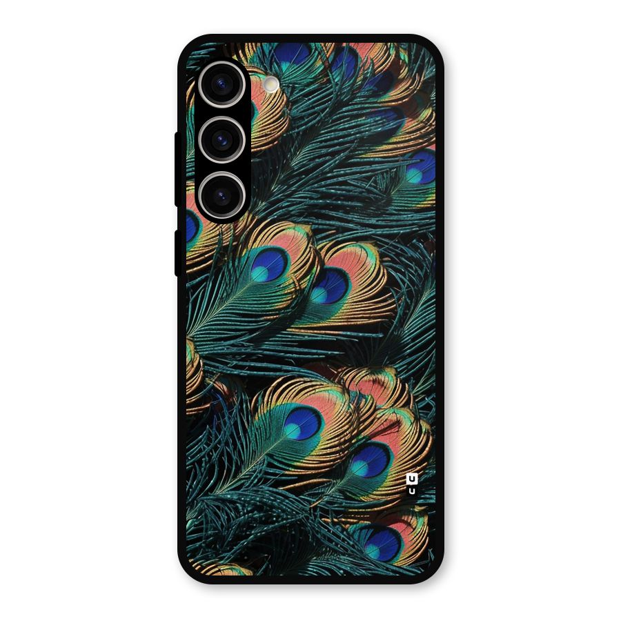 Peacock Feather Art Metal Back Case for Galaxy S23 Plus