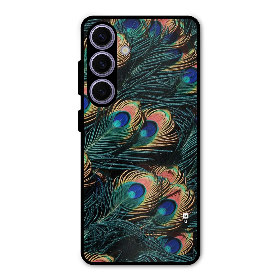 Peacock Feather Art Metal Back Case for Galaxy S24