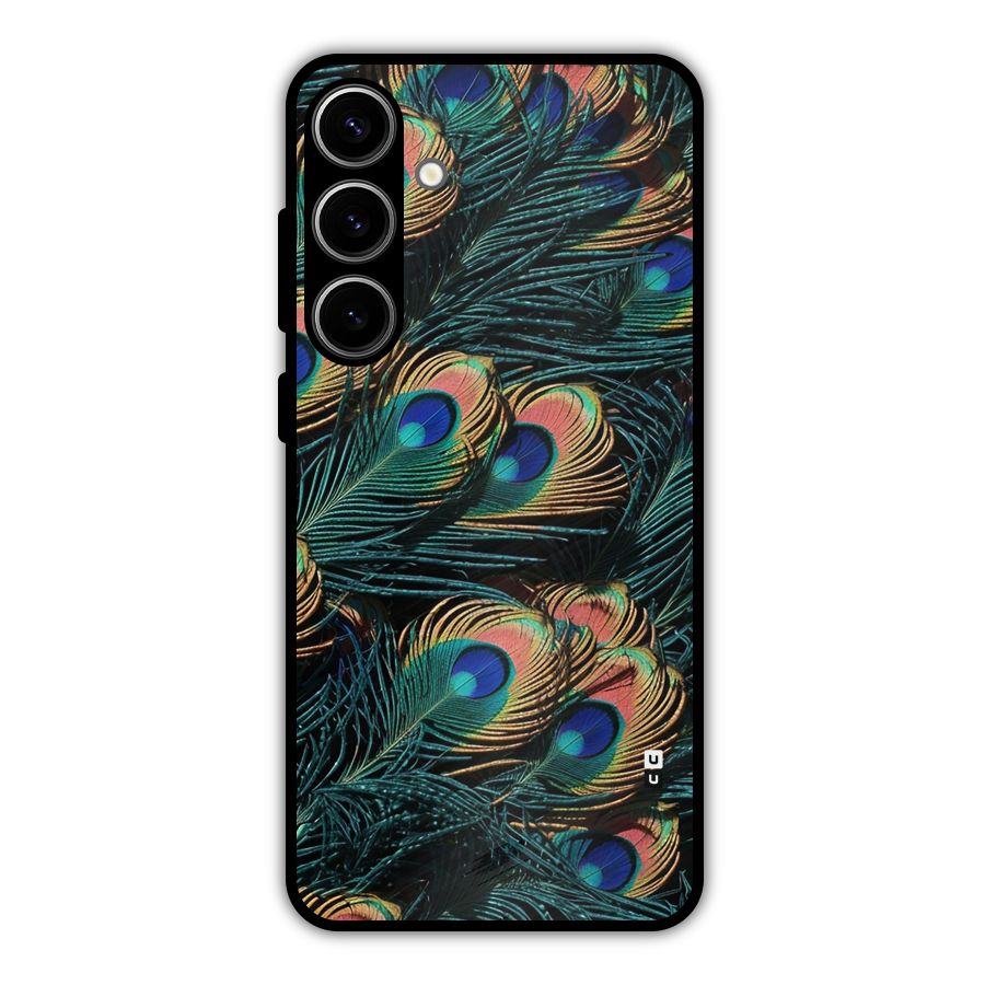 Peacock Feather Art Metal Back Case for Galaxy S24 Plus