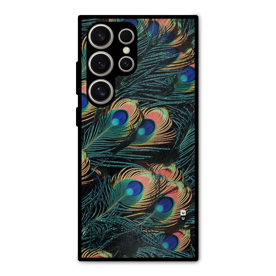 Peacock Feather Art Metal Back Case for Galaxy S24 Ultra