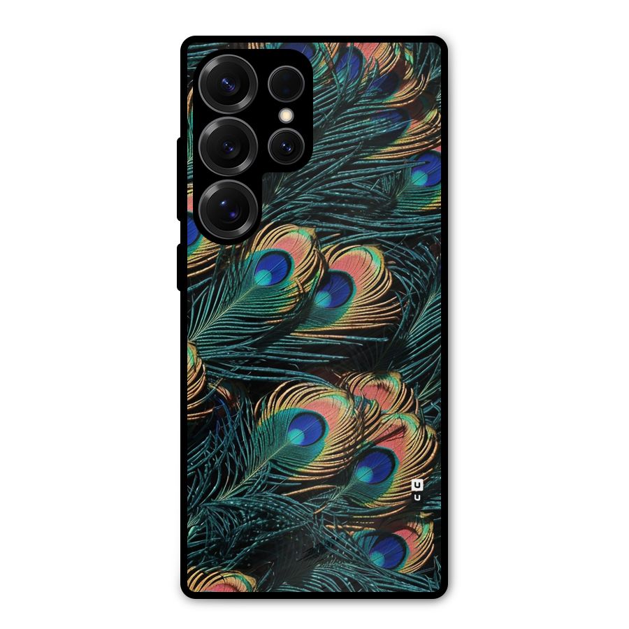 Peacock Feather Art Metal Back Case for Galaxy S25 Ultra