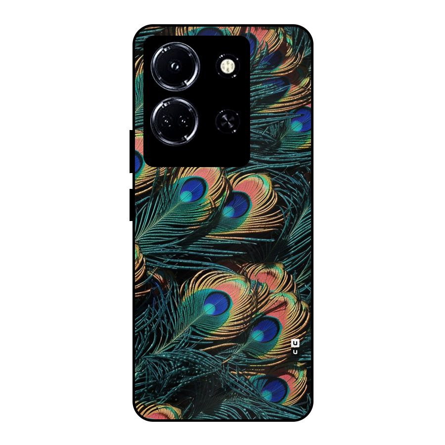 Peacock Feather Art Metal Back Case for Infinix Note 30 5G