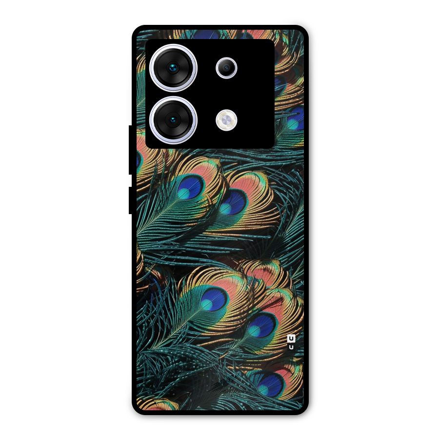 Peacock Feather Art Metal Back Case for Infinix Zero 30 5G